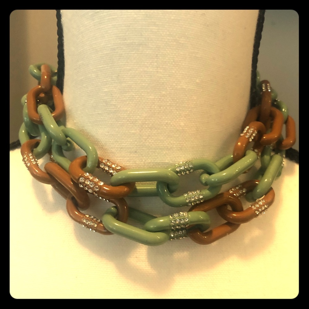 Chunky Colored Enamel Chainlinks w Diamanté Detail